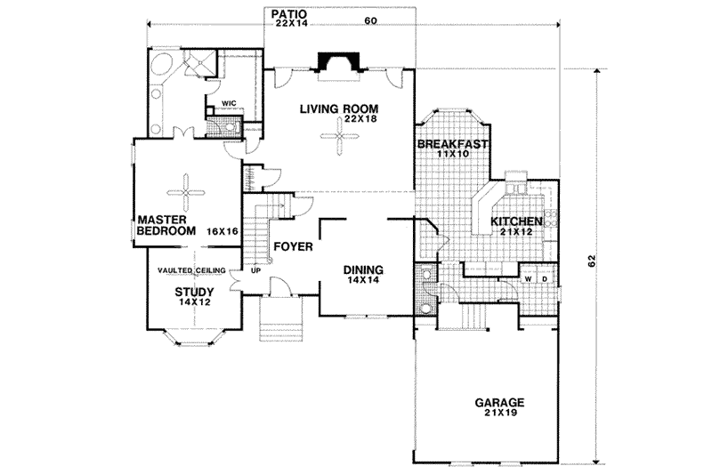 Architectural House Design - Floor Plan - Main Floor for European House Plan #56-194 - 4 bed, 2.5 bath