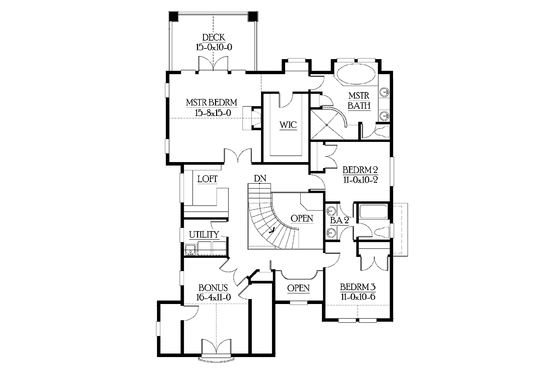 Floor Plan - Upper Floor for Craftsman House Plan #132-243 - 3 bed, 2.5 bath