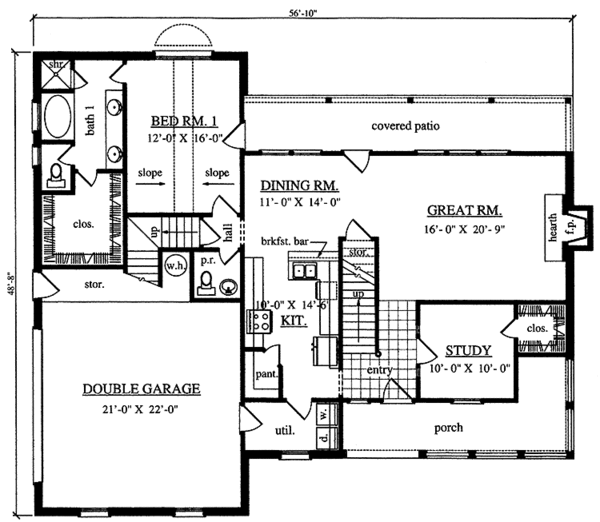 Architectural House Design - Country Floor Plan - Main Floor Plan #42-685