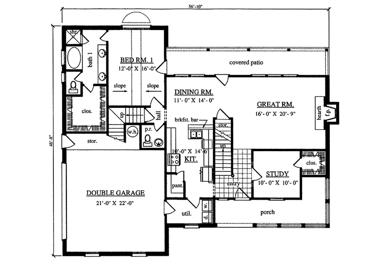 Dream House Plan - Floor Plan - Main Floor for Country House Plan #42-685 - 3 bed, 2.5 bath