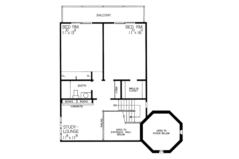 House Blueprint - Floor Plan - Upper Floor for Tudor House Plan #72-622 - 5 bed, 3.5 bath