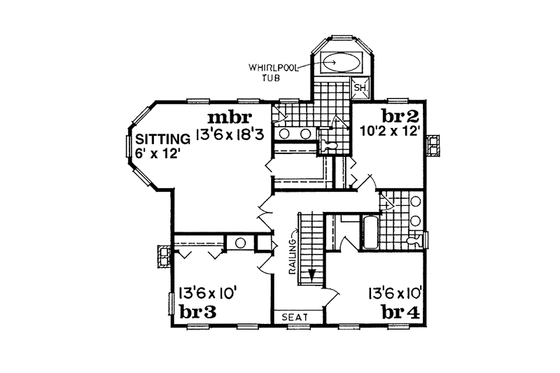 House Design - Floor Plan - Upper Floor for Victorian House Plan #47-745 - 4 bed, 3 bath