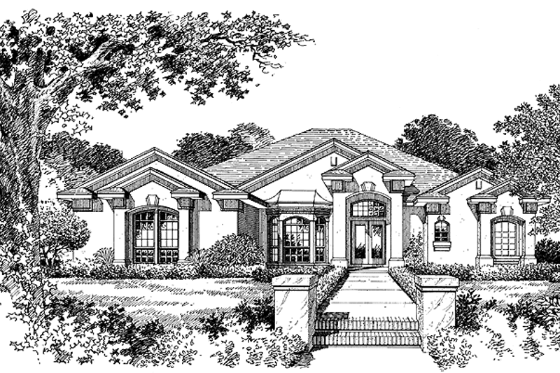 Architectural House Design - Mediterranean Exterior - Front Elevation Plan #417-534