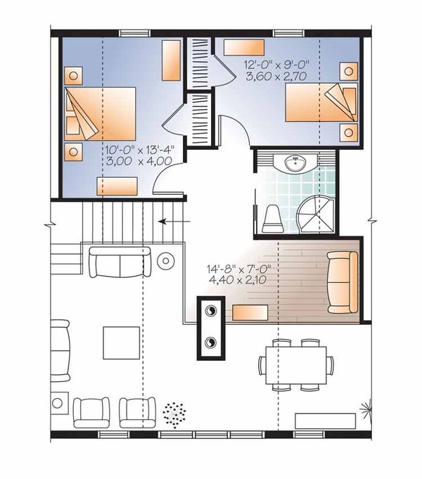 Architectural House Design - European Floor Plan - Upper Floor Plan #23-2488