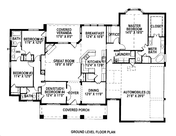 Craftsman Floor Plan - Main Floor Plan #141-328