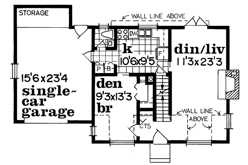 Home Plan - Floor Plan - Main Floor for Colonial House Plan #47-715 - 3 bed, 1.5 bath