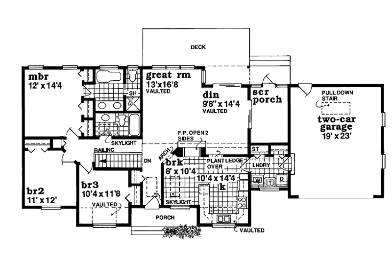 Dream House Plan - Floor Plan - Main Floor for Ranch House Plan #47-888 - 3 bed, 2 bath