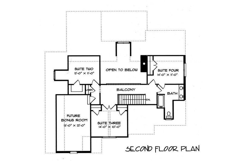 Home Plan - Floor Plan - Upper Floor for Tudor House Plan #413-136 - 4 bed, 2.5 bath
