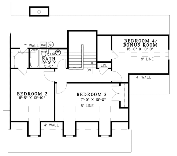 Dream House Plan - Country Floor Plan - Upper Floor Plan #17-2834