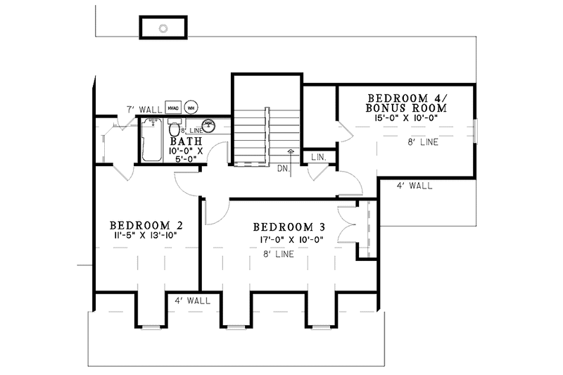 Home Plan - Floor Plan - Upper Floor for Country House Plan #17-2834 - 3 bed, 2.5 bath