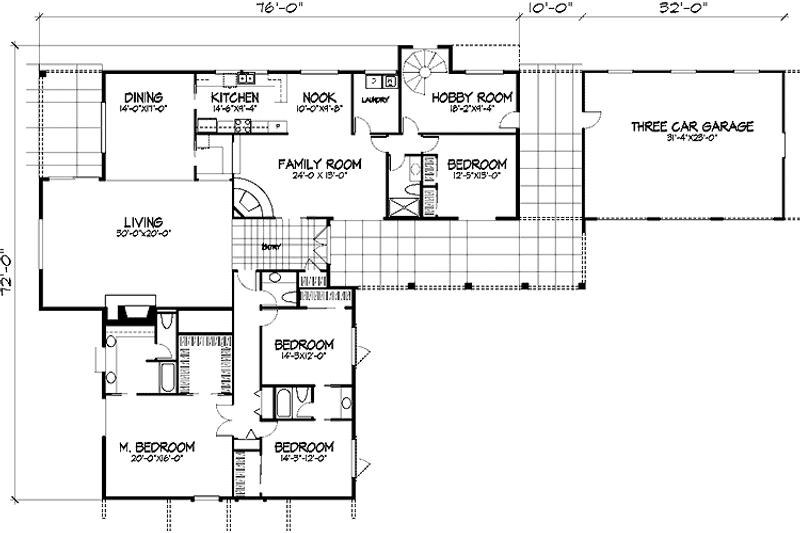 Home Plan - Floor Plan - Main Floor for Mediterranean House Plan #320-773 - 4 bed, 3.5 bath