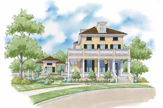 Exterior - Front Elevation 3 for Southern House Plan #930-402 - 3 bed, 4 bath