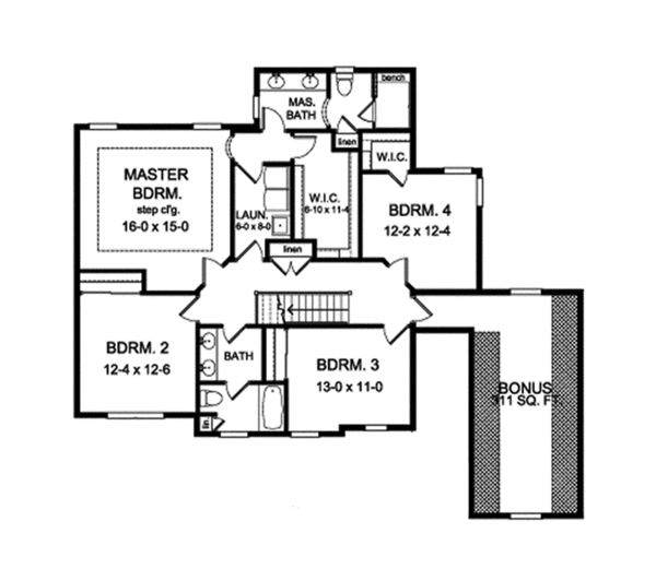 House Design - Traditional Floor Plan - Upper Floor Plan #1010-135