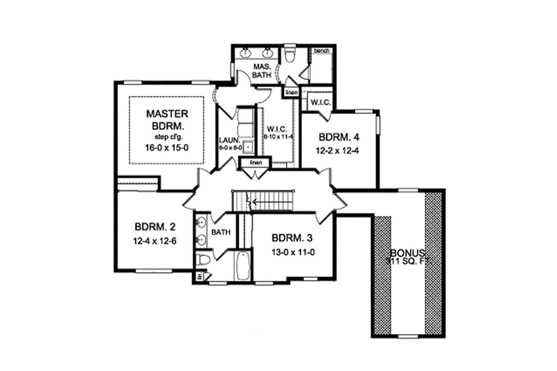 Dream House Plan - Floor Plan - Upper Floor for Traditional House Plan #1010-135 - 4 bed, 2.5 bath