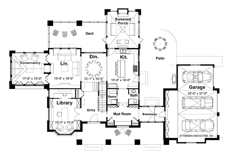 Architectural House Design - Floor Plan - Main Floor for Classical House Plan #928-55 - 3 bed, 2.5 bath