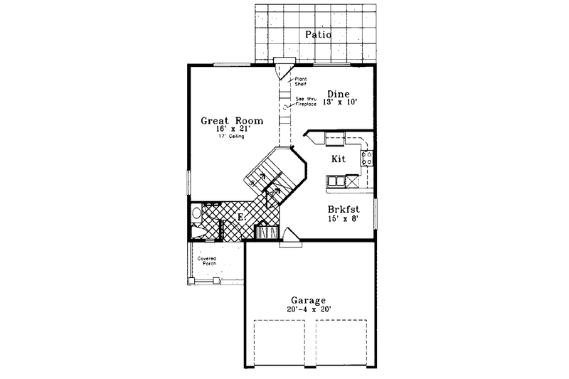 Architectural House Design - Floor Plan - Main Floor for Country House Plan #300-123 - 3 bed, 2.5 bath