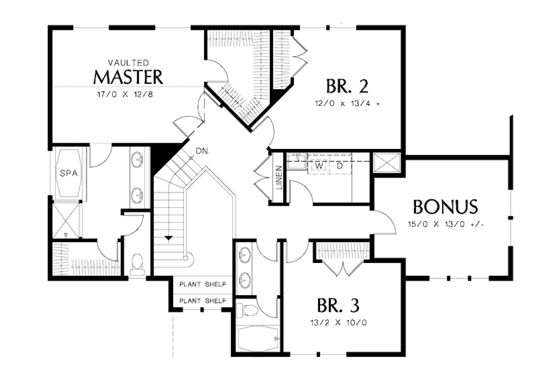Floor Plan - Upper Floor for Craftsman House Plan #48-809 - 3 bed, 2.5 bath
