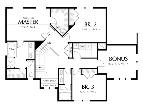 Architectural House Design - Craftsman Floor Plan - Upper Floor Plan #48-809