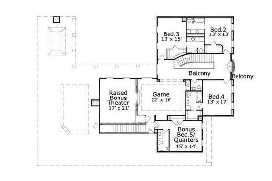 Floor Plan - Upper Floor for European House Plan #411-698 - 4 bed, 4.5 bath