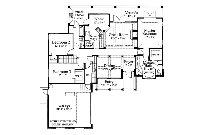 Home Plan - Floor Plan - Main Floor for Ranch House Plan #930-122 - 3 bed, 2 bath