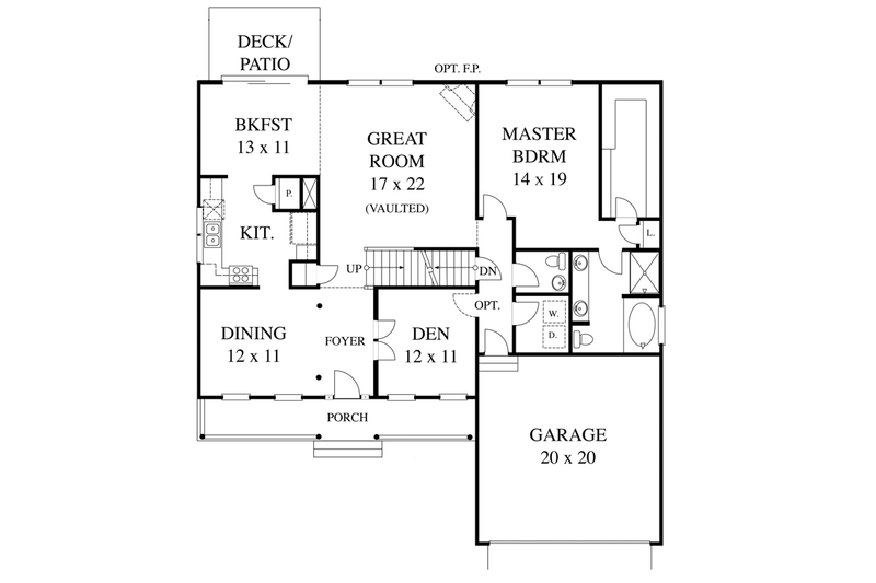 Home Plan - Floor Plan - Main Floor for Colonial House Plan #1053-43 - 3 bed, 2.5 bath