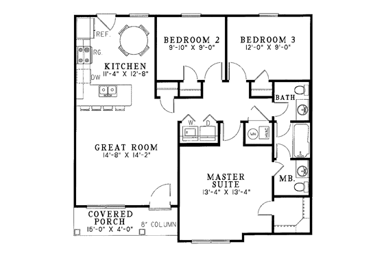 Floor Plan - Main Floor for Country House Plan #17-2726 - 3 bed, 1 bath