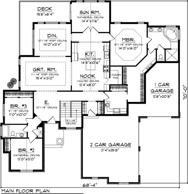 European Floor Plan - Main Floor Plan #70-1056