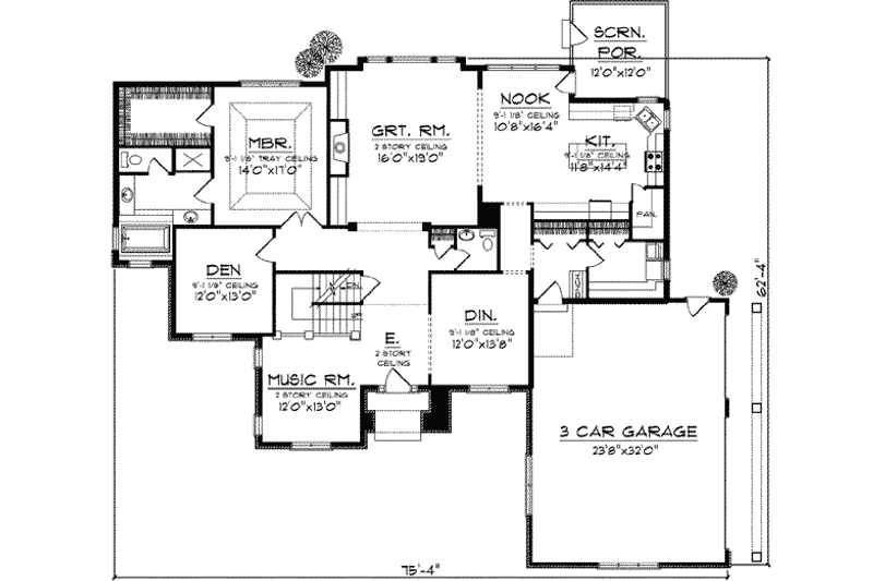 Home Plan - Floor Plan - Main Floor for European House Plan #70-850 - 4 bed, 3.5 bath