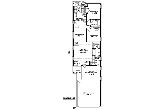 Floor Plan - Main Floor for Cottage House Plan #81-1400 - 3 bed, 2 bath