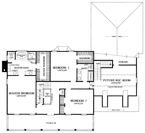 Colonial Floor Plan - Upper Floor Plan #137-194