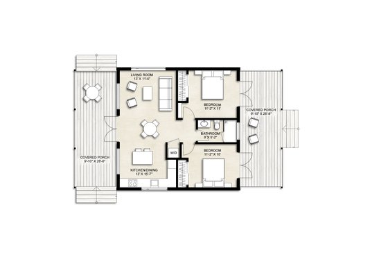 Floor Plan - Main Floor for Cabin House Plan #924-24 - 2 bed, 1 bath