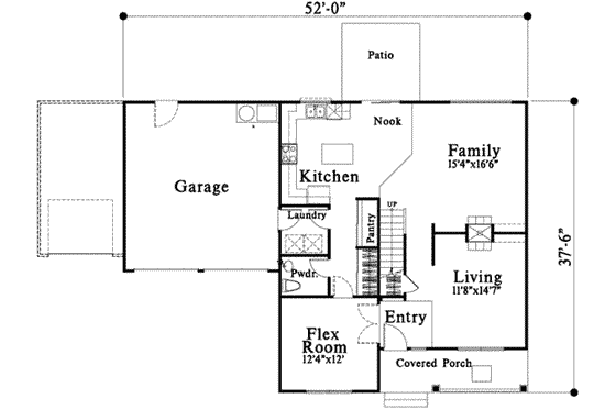 Floor Plan - Main Floor for Traditional House Plan #78-161 - 4 bed, 2.5 bath