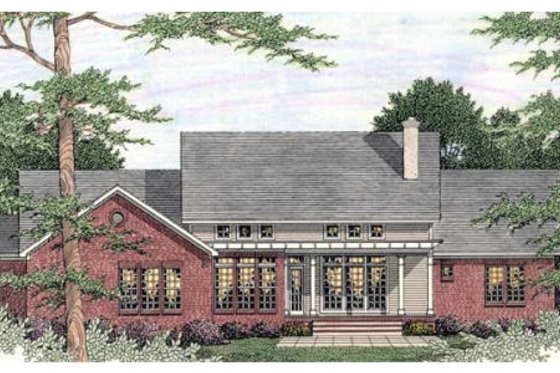 Exterior - Rear Elevation for Southern House Plan #406-293 - 4 bed, 2.5 bath