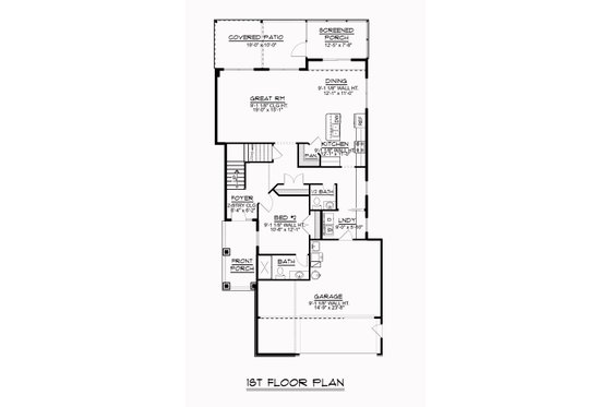 Floor Plan - Main Floor for Craftsman House Plan #1064-95 - 5 bed, 3.5 bath