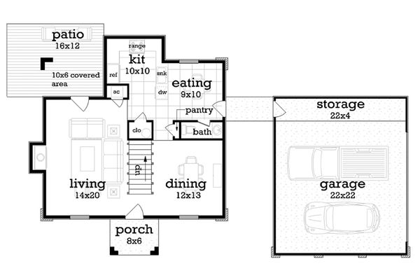 House Design - Traditional Floor Plan - Main Floor Plan #45-577