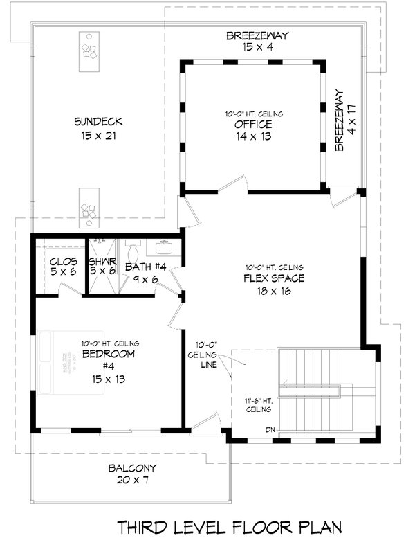 House Blueprint - Floor Plan - Upper Floor 1 for Contemporary House Plan #932-1430 - 4 bed, 4.5 bath