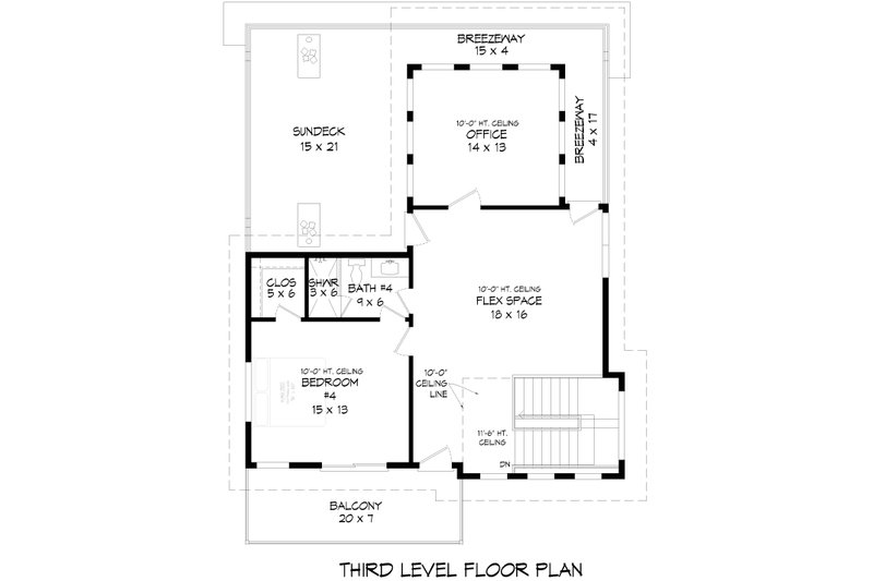 House Blueprint - Floor Plan - Upper Floor 1 for Contemporary House Plan #932-1430 - 4 bed, 4.5 bath
