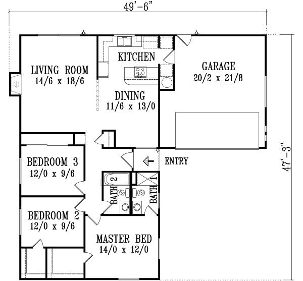 Adobe / Southwestern Floor Plan - Main Floor Plan #1-1073