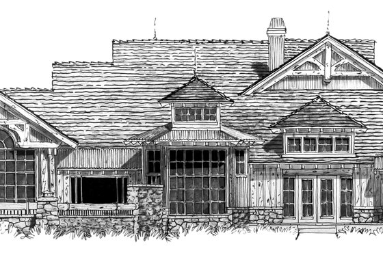 Exterior - Rear Elevation 1 for Traditional House Plan #942-65 - 3 bed, 2.5 bath