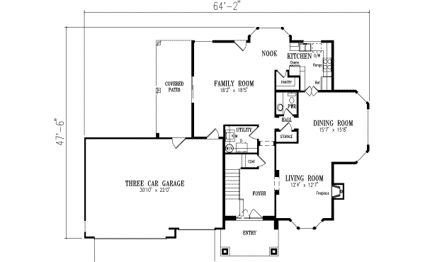 Adobe / Southwestern Floor Plan - Main Floor Plan #1-594