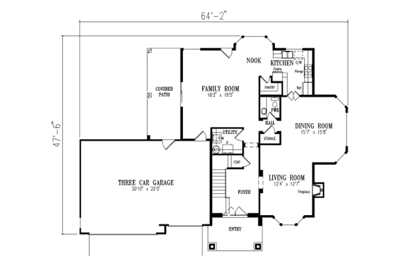 Home Plan - Floor Plan - Main Floor for Adobe / Southwestern House Plan #1-594 - 4 bed, 2.5 bath