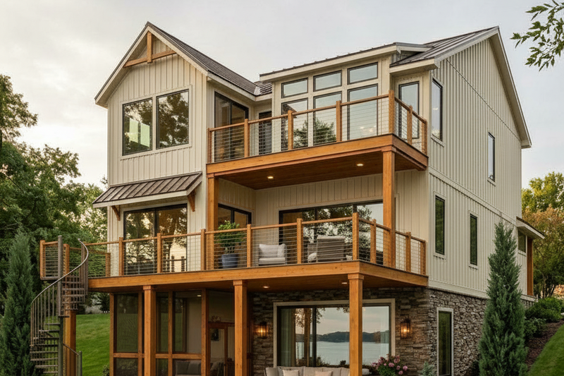 Architectural House Design - Exterior - Rear Elevation 2 for Cottage House Plan #1064-305 - 6 bed, 3.5 bath