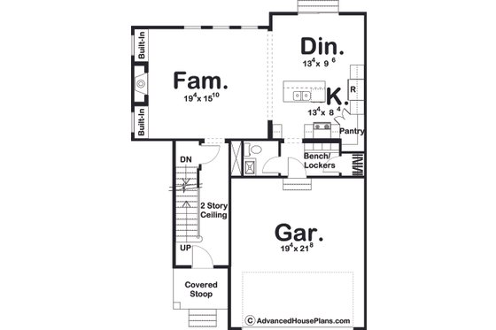 Floor Plan - Main Floor for Farmhouse House Plan #455-265 - 3 bed, 2.5 bath