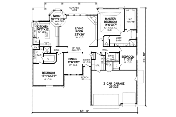 Floor Plan - Main Floor for Traditional House Plan #65-480 - 3 bed, 3 bath