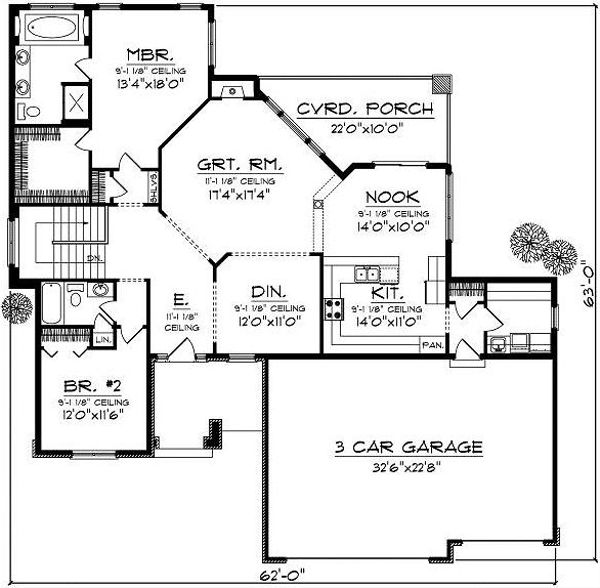 Home Plan - Traditional Floor Plan - Main Floor Plan #70-865