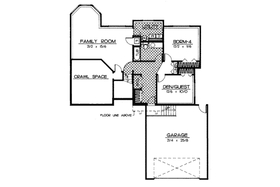 Floor Plan - Lower Floor for Traditional House Plan #90-402 - 5 bed, 3 bath