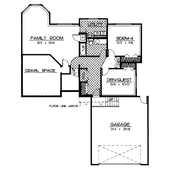 Home Plan - Traditional Floor Plan - Lower Floor Plan #90-402