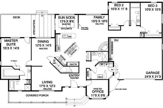 Floor Plan - Main Floor for Traditional House Plan #60-271 - 4 bed, 3 bath