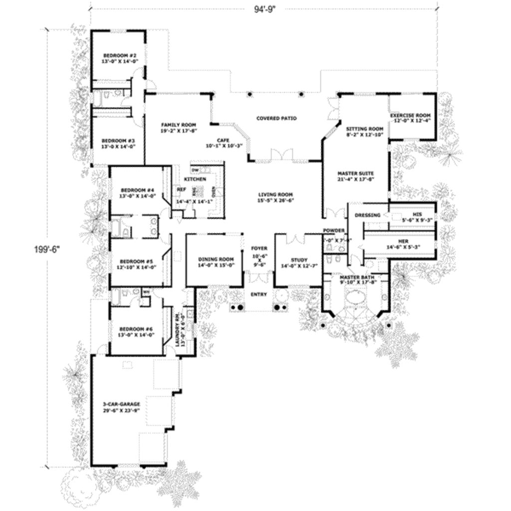 Modern Style House Plan - 6 Beds 4.5 Baths 4945 Sq/Ft Plan #17-2236