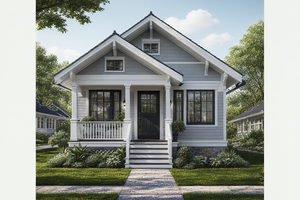 Exterior - Front Elevation 3 for Bungalow House Plan #515-49 - 2 bed, 1 bath